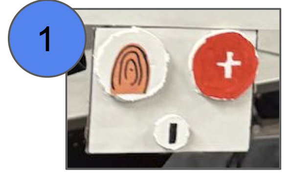 Iteration 1: a large red plus button next to the fingerprint Start button