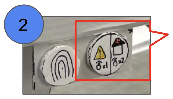 Iteration 2: one button labeled tap once for hazard lights, twice for the hospital